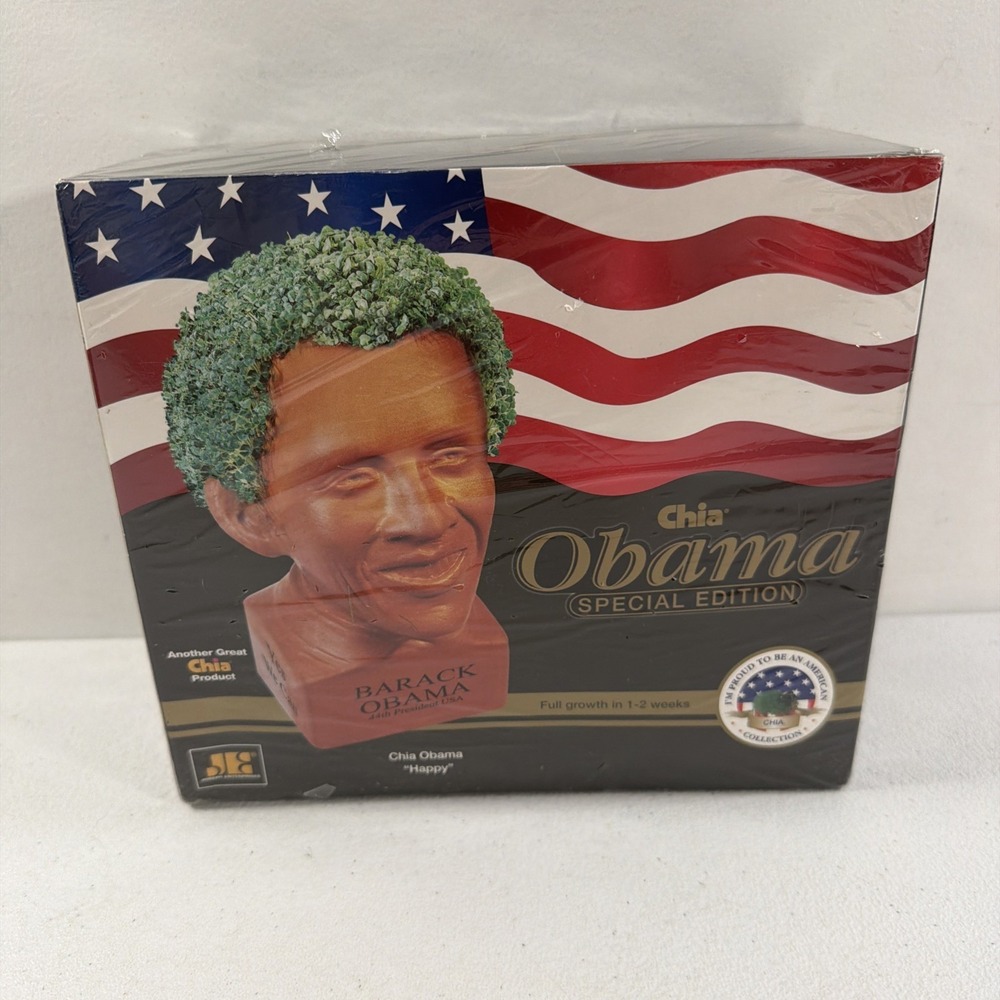 PRESIDENT BARACK OBAMA Special Edition Chia Pet "Happy" NEW SEALED